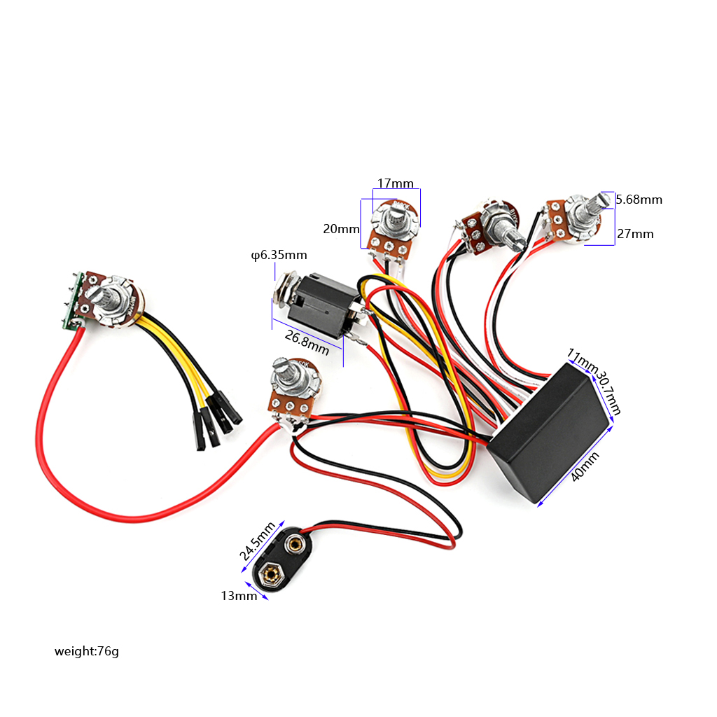 Passive Preamp - Pre-wired 3 Band Active Bass Circuit