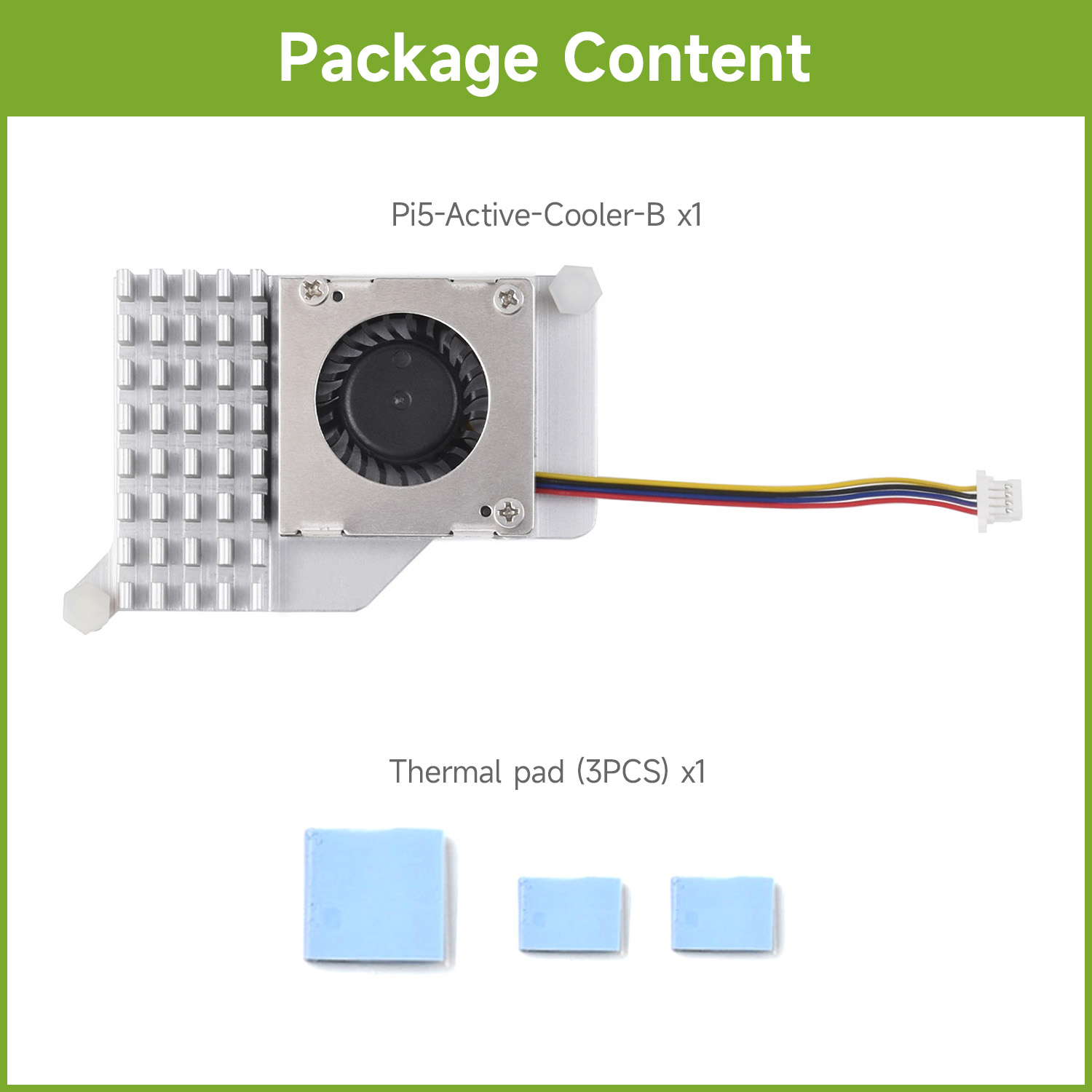 Heatsink Aluminum - Waveshare Active Cooler (B) for Raspberry