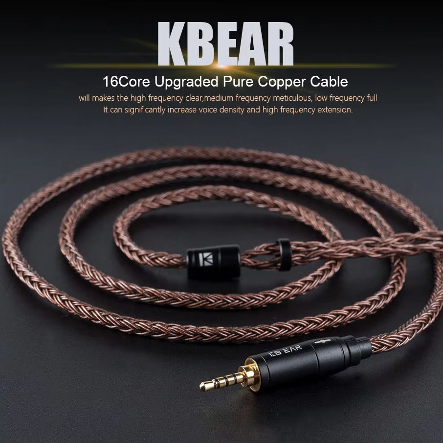 KBEAR 16 core 2-pin IEM headph - Trs Cable recension och pris